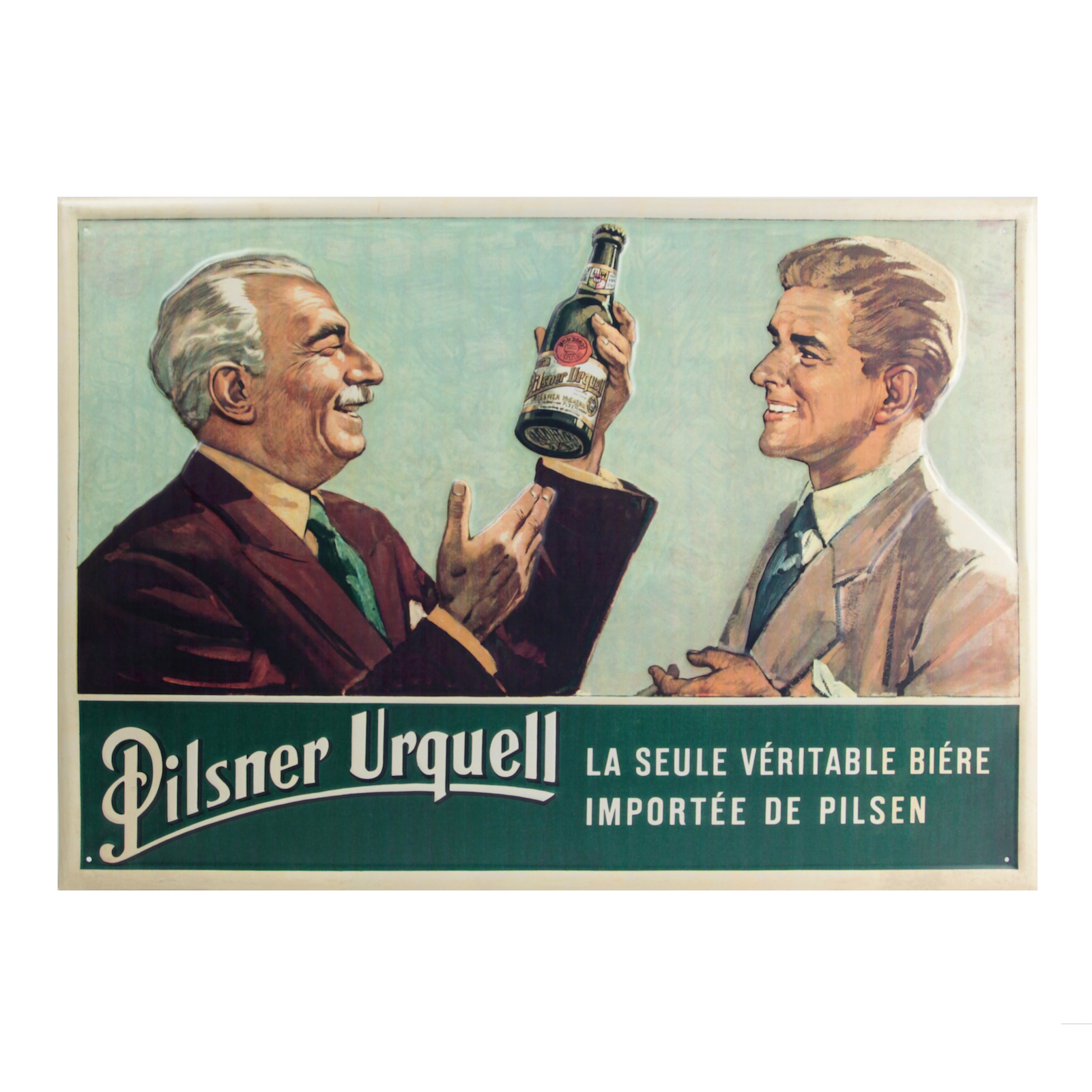 Plechová cedule s dobovou reklamou Pilsner Urquell