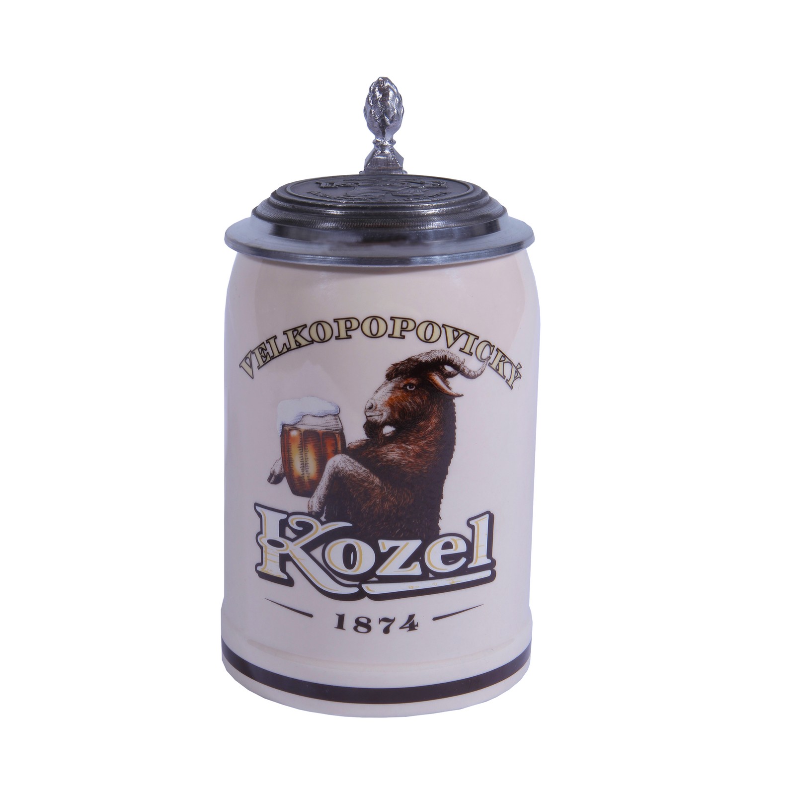 Dark Kozel beer pitcher with lid