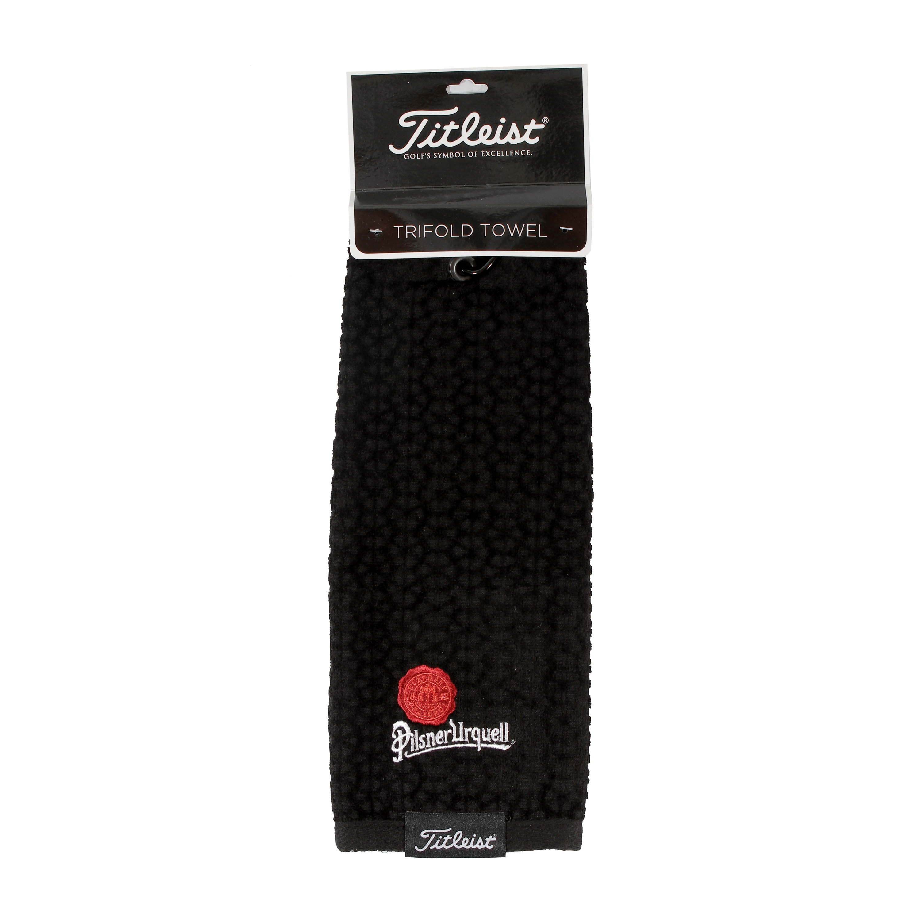 Pilsner Urquell Titleist black golf towel