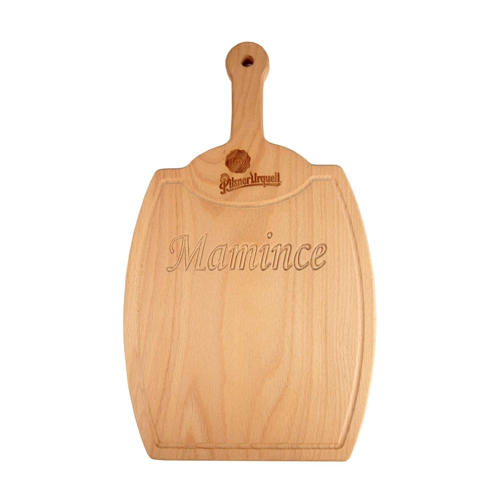 Pilsner Urquell wooden chopping board - barrel with inscription